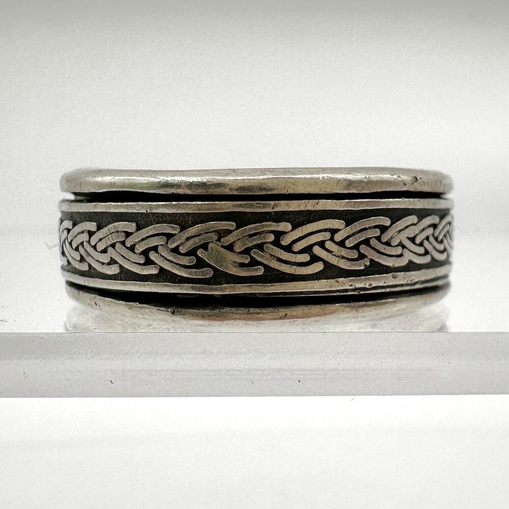 Vtg Mens Celtic Spinner Ring Sterling Silver Braided 90s Fashion 925 Size 10.25 - Picture 8 of 12